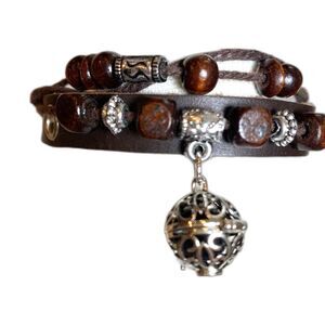 Aromatherapy Adjustable Leather Bracelet Pendant Cage Essential Oils (2) New